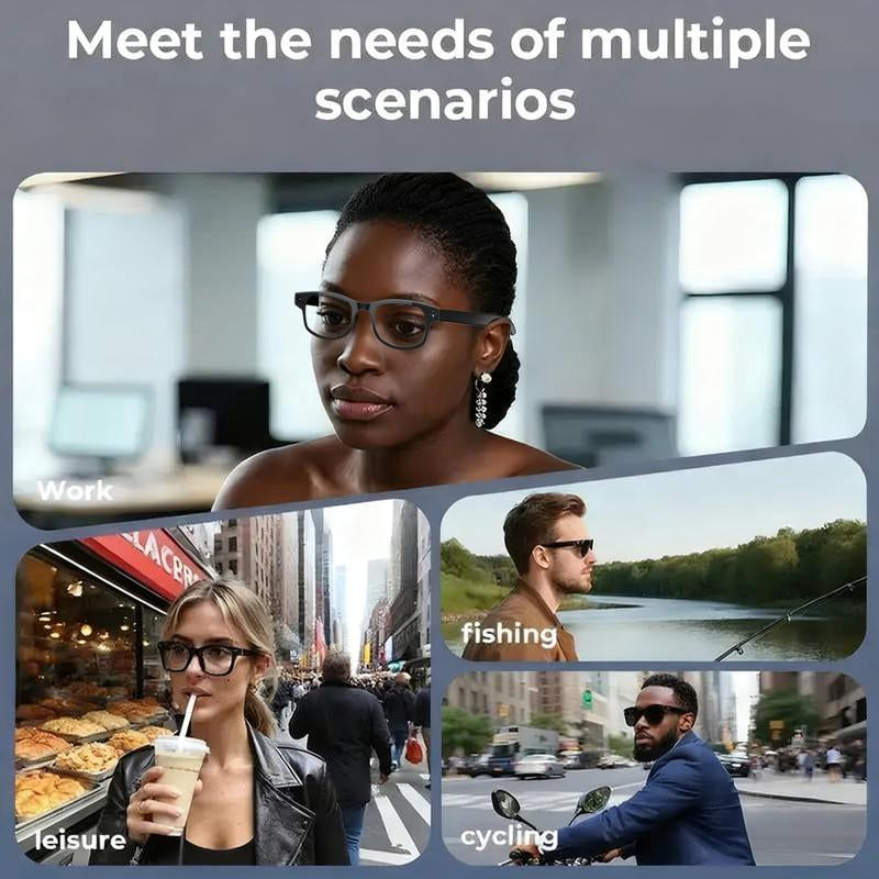 4K AI Smart Glasses with 8MP Camera, HD Video Recording, Bluetooth Audio & Real-Time Translation for Travel and Sports, Wireless Touch Control ,Christmas Gift