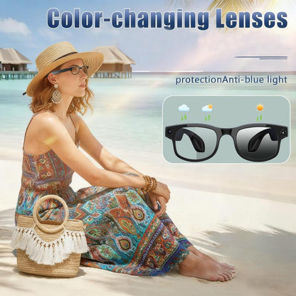 4K AI Smart Glasses with 8MP Camera, HD Video Recording, Bluetooth Audio & Real-Time Translation for Travel and Sports, Wireless Touch Control ,Christmas Gift