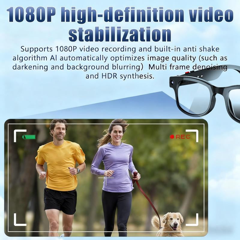 4K AI Smart Glasses with 8MP Camera, HD Video Recording, Bluetooth Audio & Real-Time Translation for Travel and Sports, Wireless Touch Control ,Christmas Gift