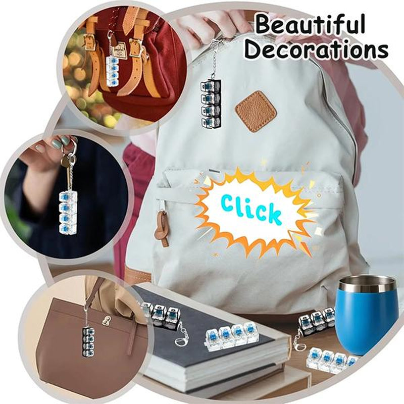 Fidget Toys Stress-Relieving Toy Mechanical Keyboard Fidget,Led Keyboard Keychain,Fingertip Clicker, Stress Relief Keychain,Axiety Fidget,Funny Fidget,Anxiety Decompression