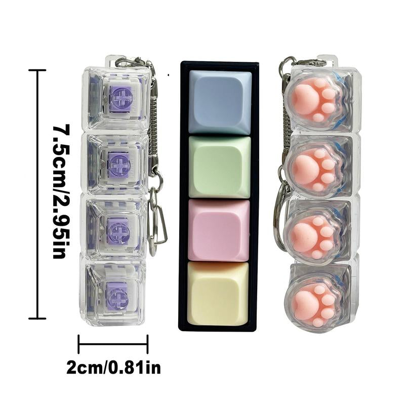Fidget Toys Stress-Relieving Toy Mechanical Keyboard Fidget,Led Keyboard Keychain,Fingertip Clicker, Stress Relief Keychain,Axiety Fidget,Funny Fidget,Anxiety Decompression