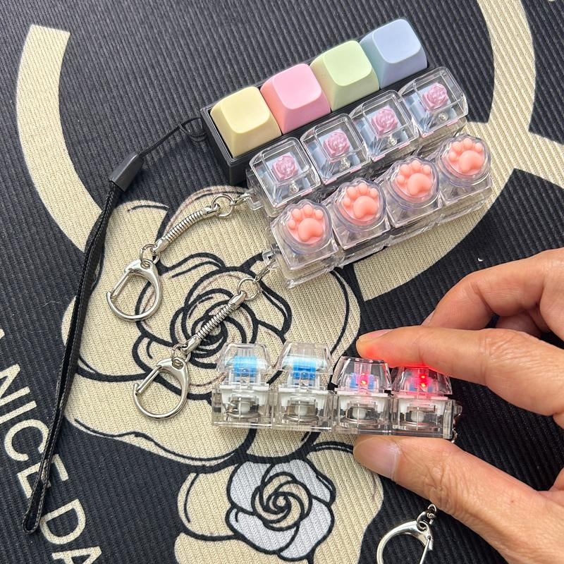 Fidget Toys Stress-Relieving Toy Mechanical Keyboard Fidget,Led Keyboard Keychain,Fingertip Clicker, Stress Relief Keychain,Axiety Fidget,Funny Fidget,Anxiety Decompression