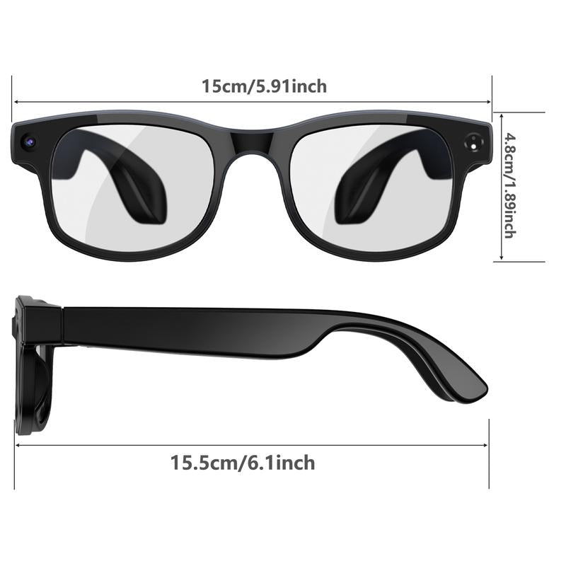 4K AI Smart Glasses with 8MP Camera, HD Video Recording, Bluetooth Audio & Real-Time Translation for Travel and Sports, Wireless Touch Control ,Christmas Gift